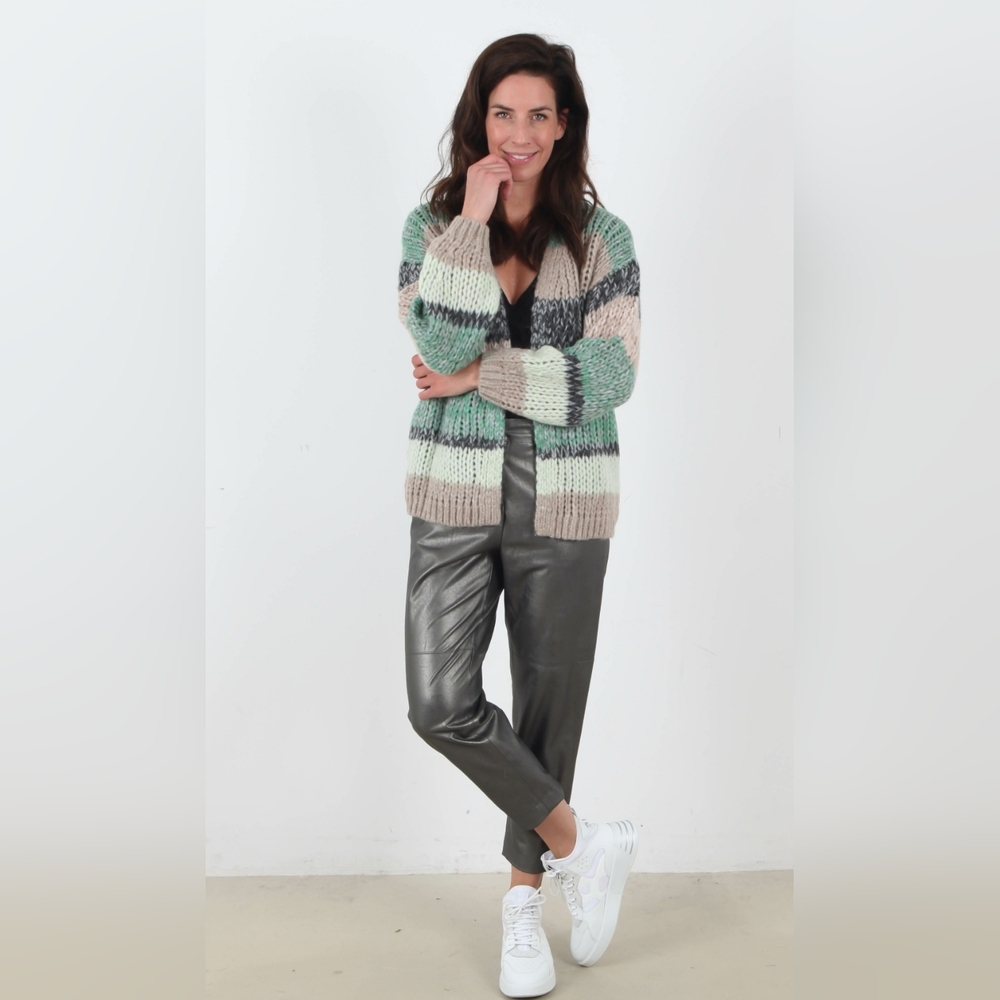 Luisa Cerano Cardigan Alpaca Wool blend Striped sz 8
